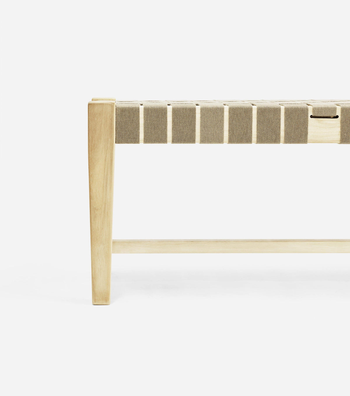 Unfinished Teak / 2" Beige Straps / 59" | Seats 3