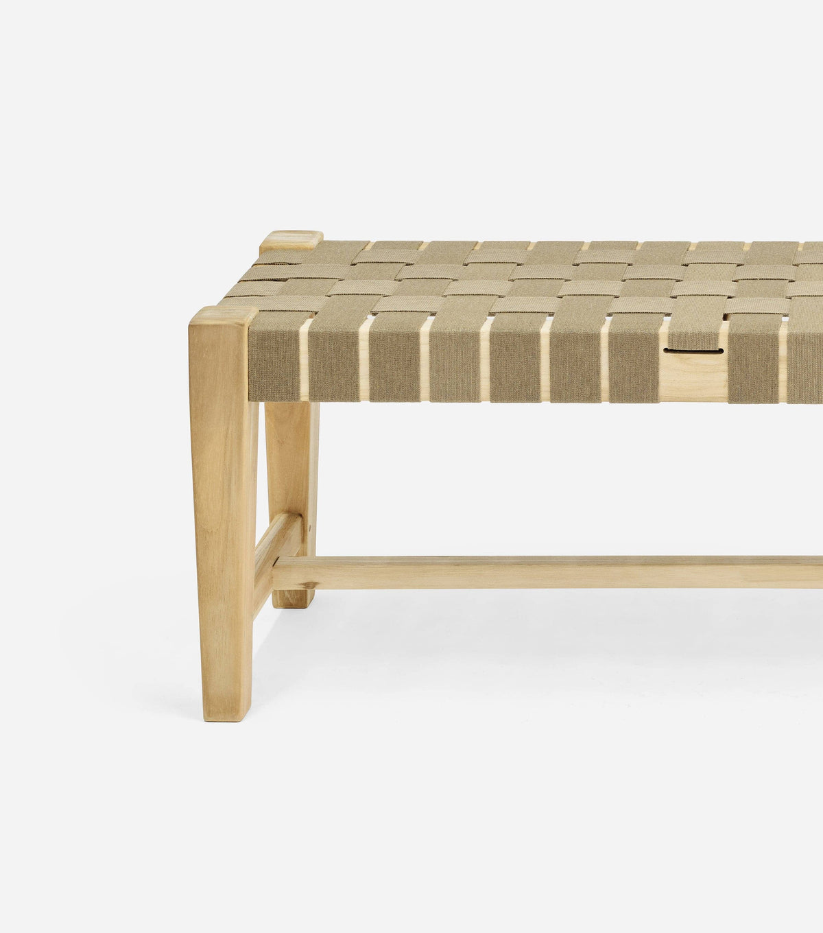 Unfinished Teak / 2" Beige Straps / 59" | Seats 3