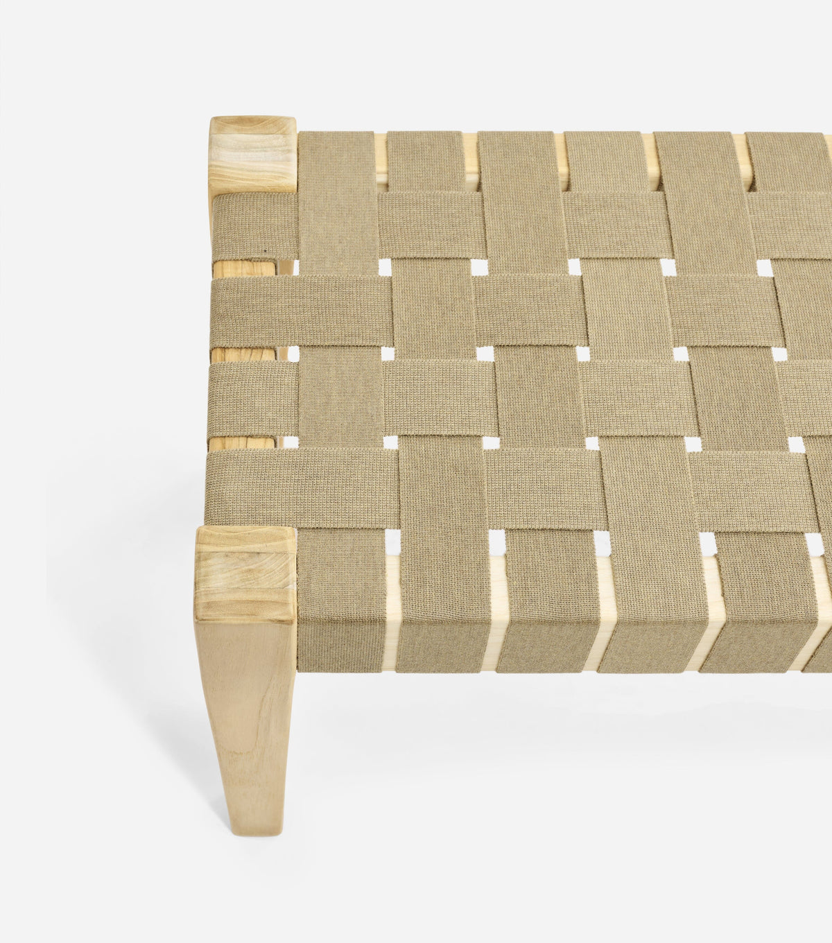 Unfinished Teak / 2" Beige Straps / 59" | Seats 3