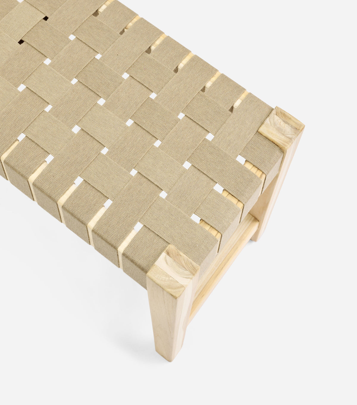 Unfinished Teak / 2" Beige Straps / 59" | Seats 3