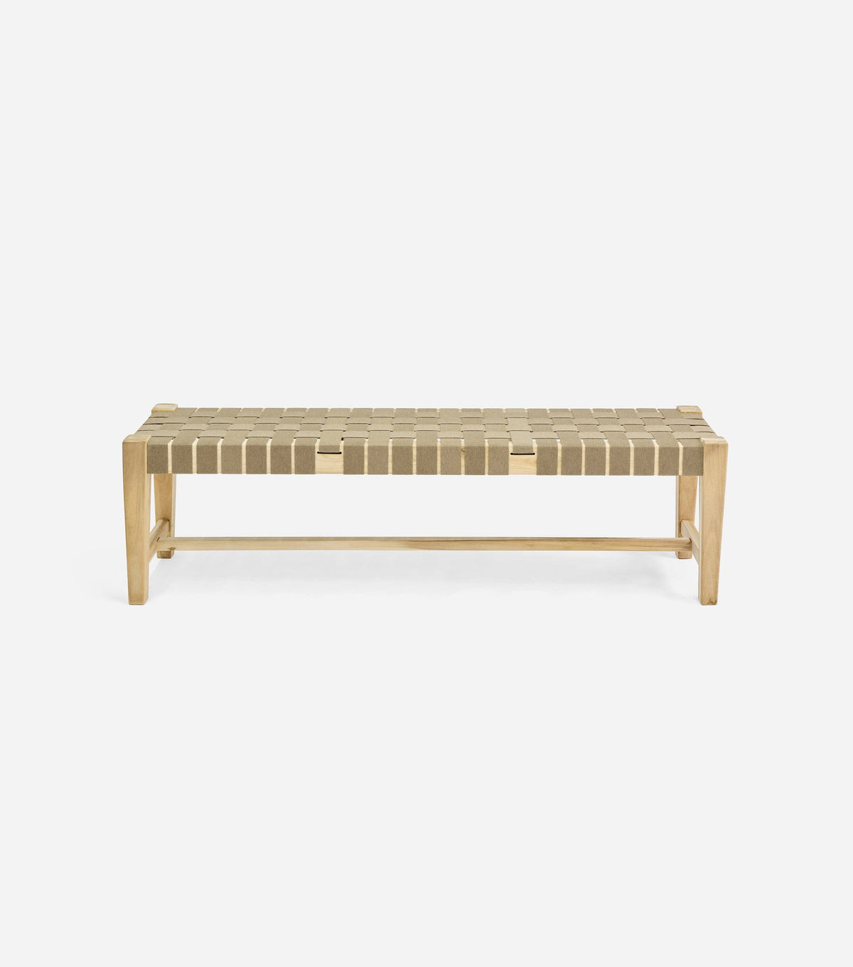 Unfinished Teak / 2" Beige Straps / 59" | Seats 3
