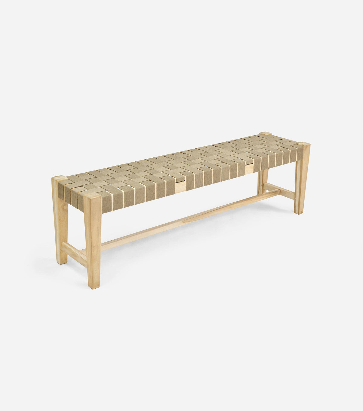 Unfinished Teak / 2" Beige Straps / 59" | Seats 3