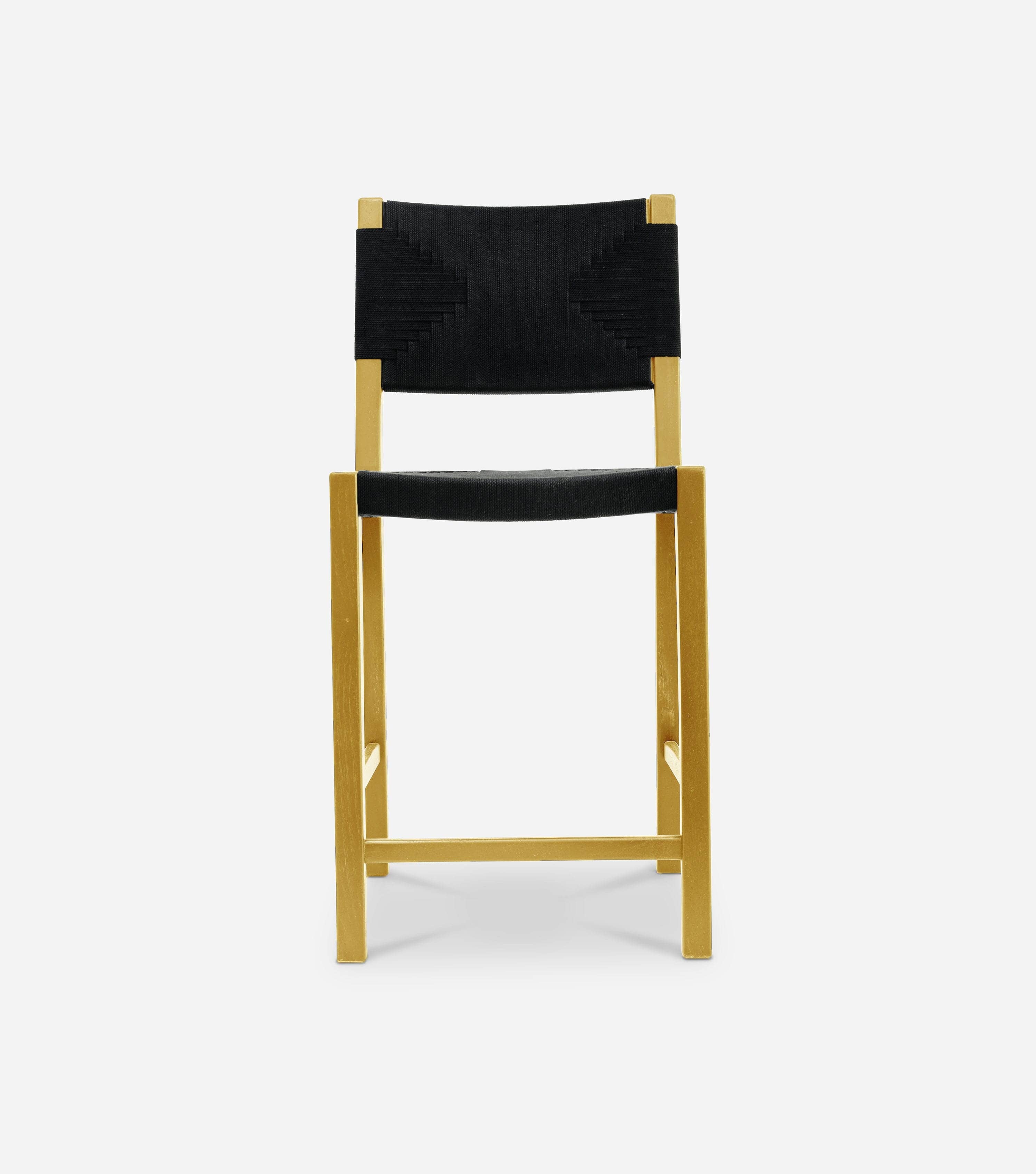 Monimbo Barstool with Backrest | Black Cross Braided Cord