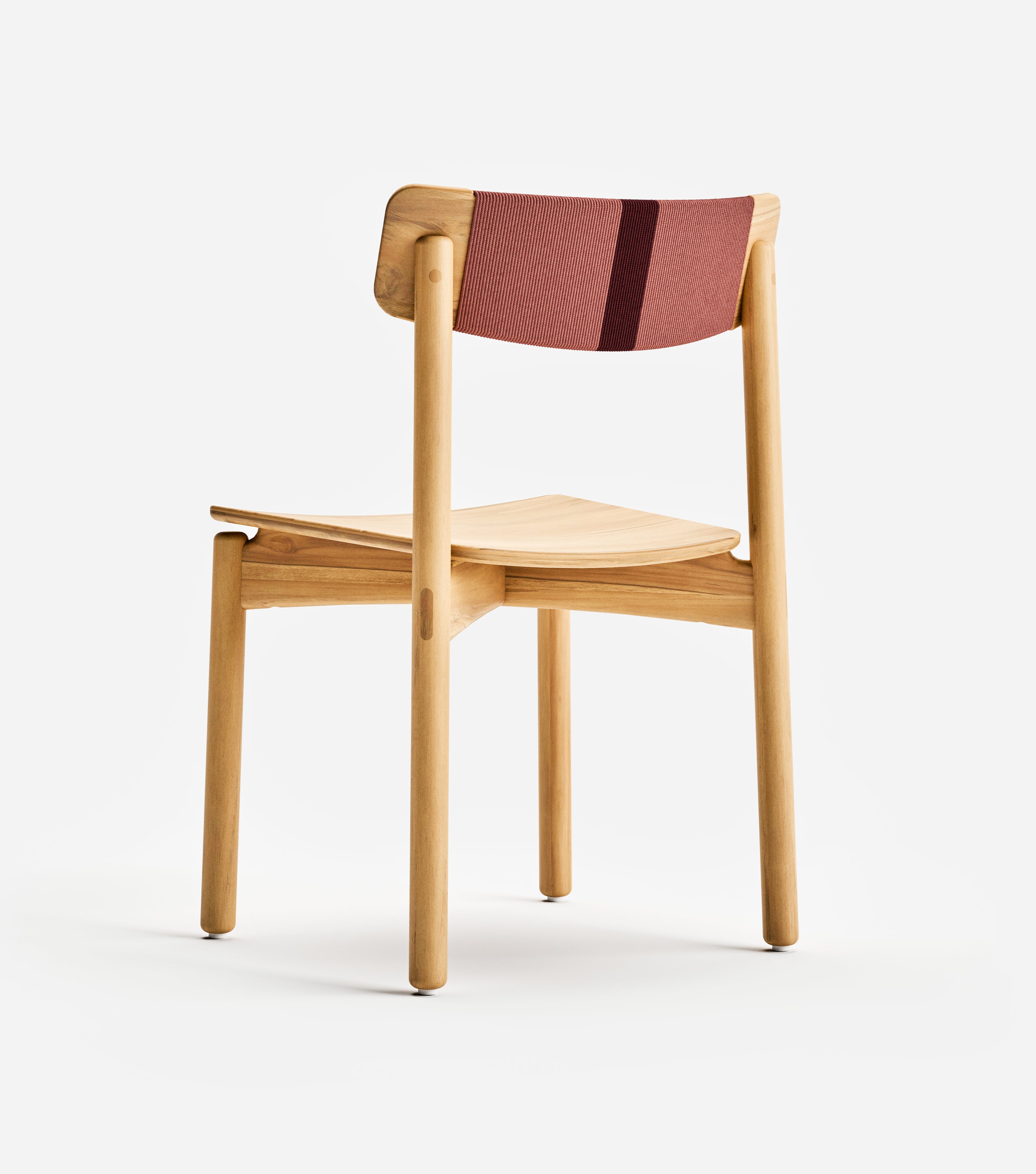 Natural Teak / Coral & Burgundy Cord