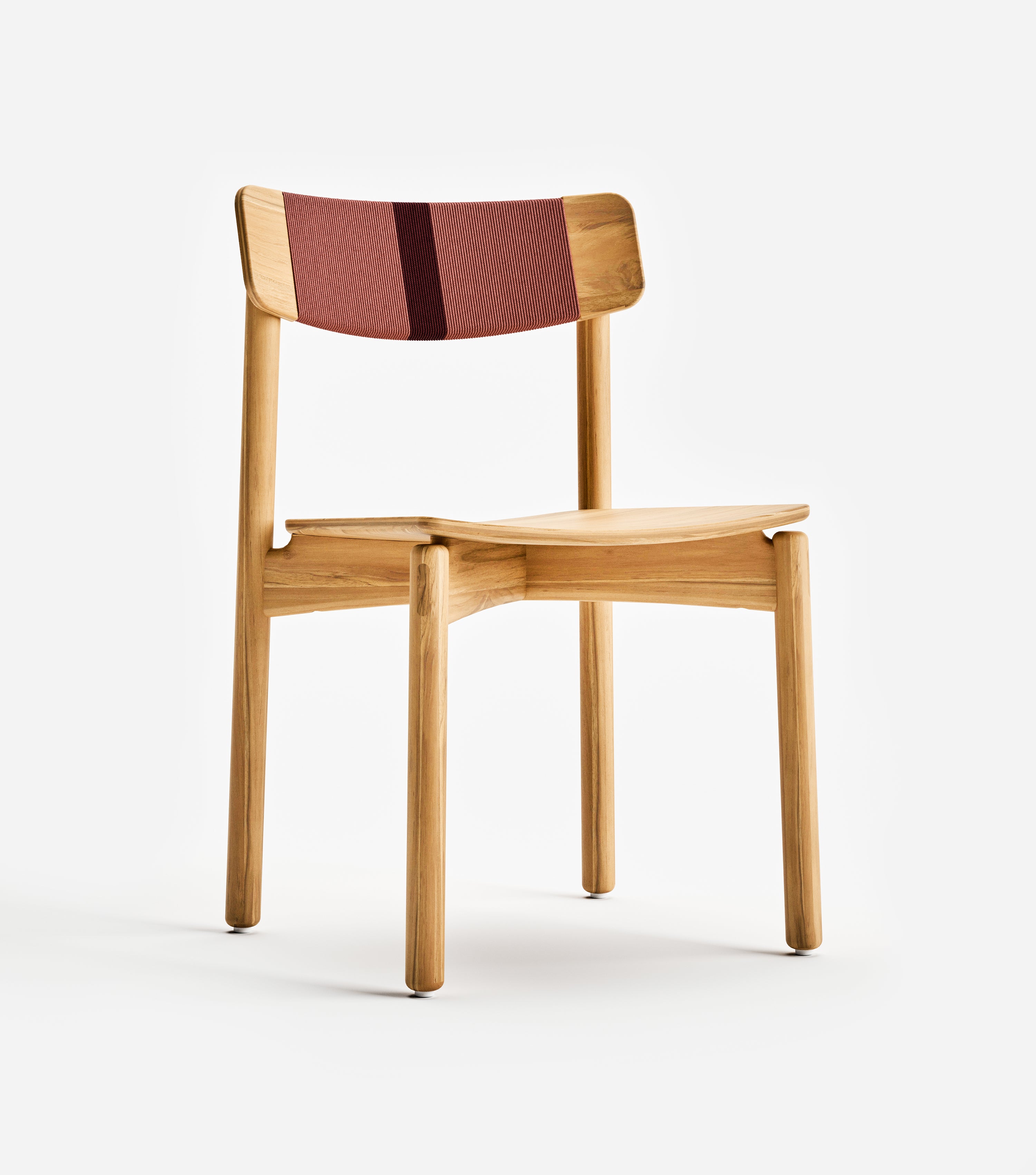 Natural Teak / Coral & Burgundy Cord