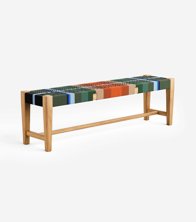 Natural Teak / Mot Mot Pattern / 59" | Seats 3