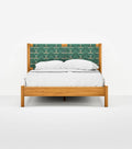Natural Teak / Sea Green Pattern / Queen