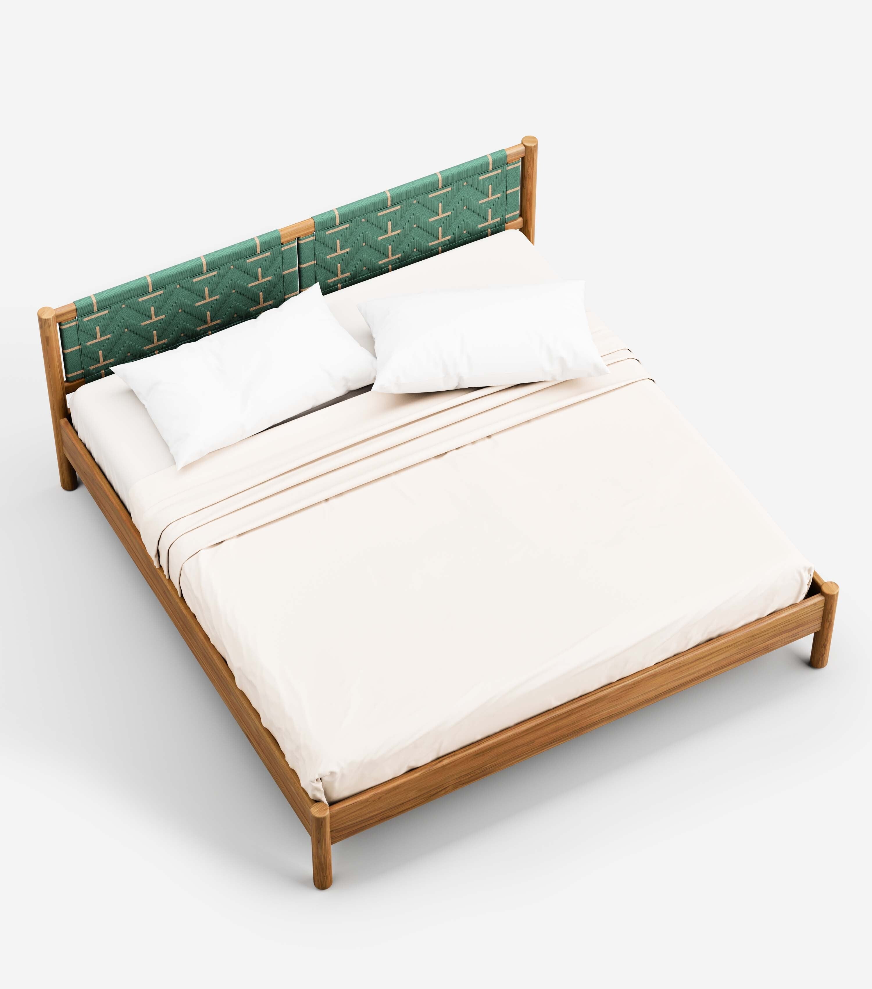 MidCentury Teak / Sea Green Pattern / King