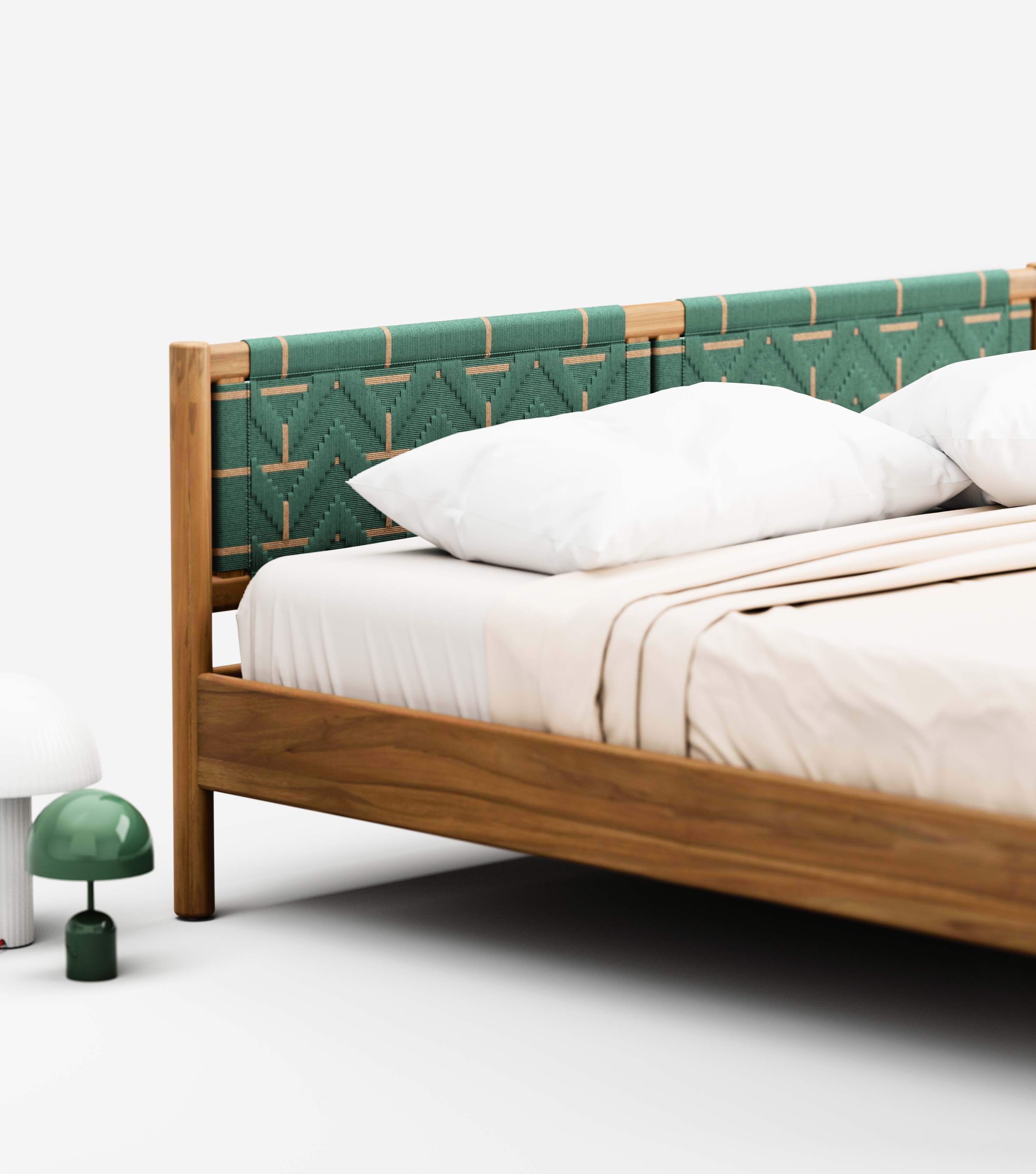 MidCentury Teak / Sea Green Pattern / King