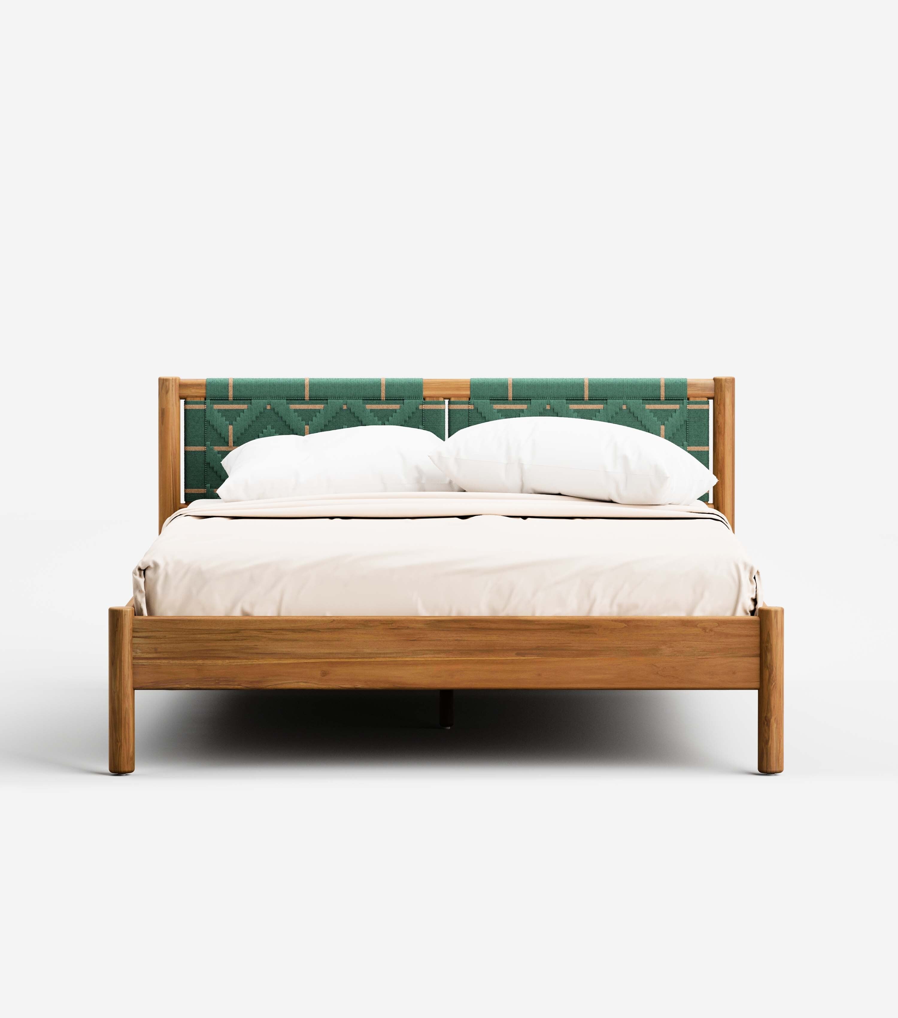 MidCentury Teak / Sea Green Pattern / Queen