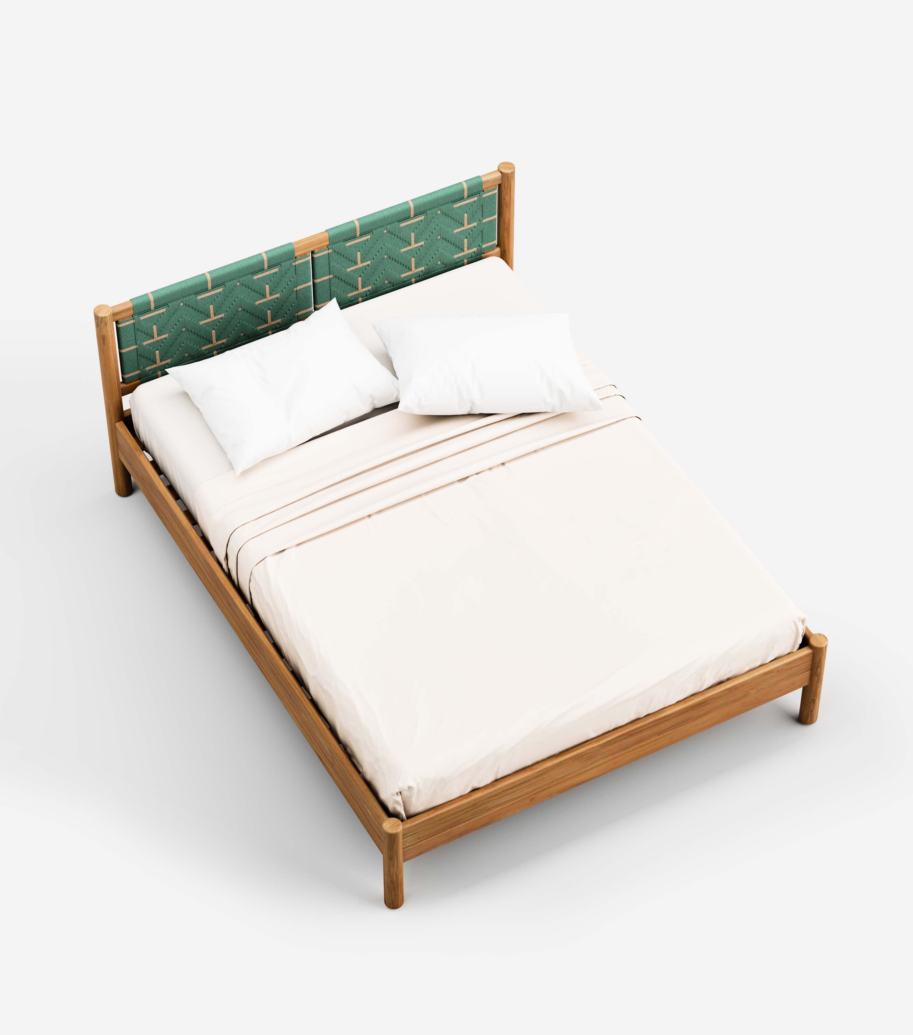 MidCentury Teak / Sea Green Pattern / Queen